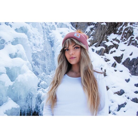 Carhartt Real Fox Fur Puff Beanie (Beige) main image 12